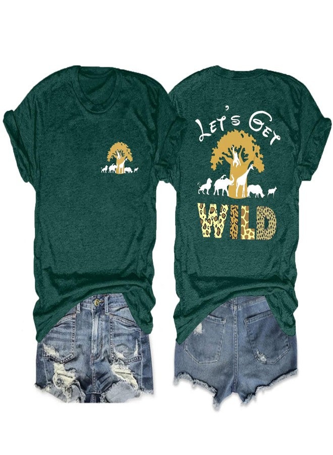 JinTing Lets Get Wild Shirts Women Animal Kingdom Shirt Family Safari Trip Tshirts Cute Zoo World Short Sleeve Tee Green - Image 1